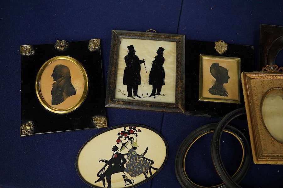 A quantity of 19th century and later silhouette portraits and frames